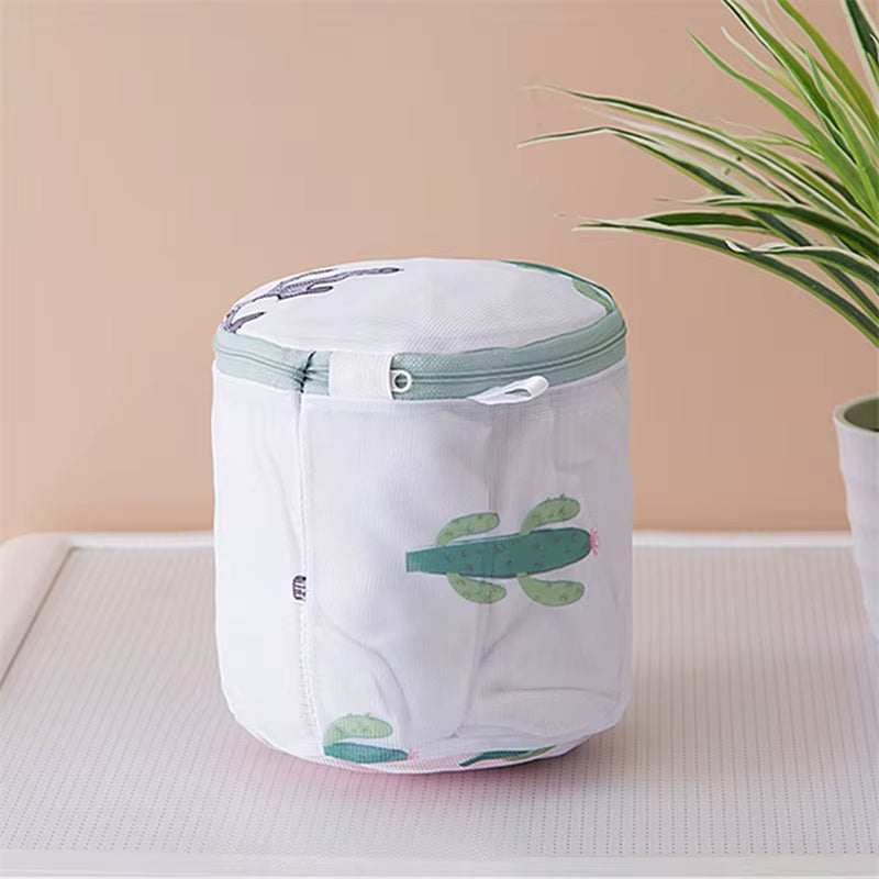 6 Sizes Polyester Mesh Wash Laundry Bag for Clothes Underwear Household Protected Lingerie Bra Washing Bag Cactus Printing Bags