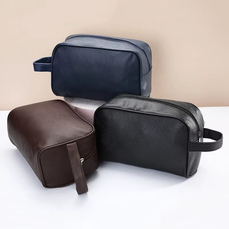 Men Travel Cosmetic Bag Zipper Makeup Bags Women Cosmetics Organizer Storage Pouch Travel PU Leather Toiletry Bag Lipstick Bag