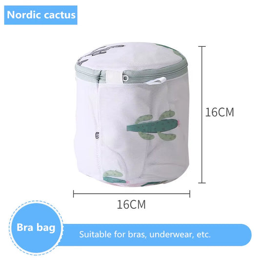 6 Sizes Polyester Mesh Wash Laundry Bag for Clothes Underwear Household Protected Lingerie Bra Washing Bag Cactus Printing Bags