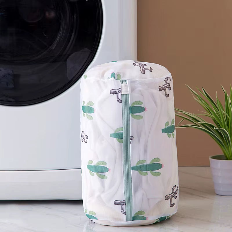 6 Sizes Polyester Mesh Wash Laundry Bag for Clothes Underwear Household Protected Lingerie Bra Washing Bag Cactus Printing Bags